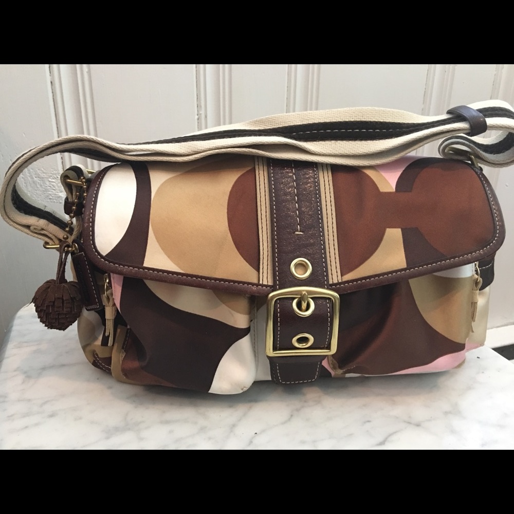 Coach satin and fabric purse.